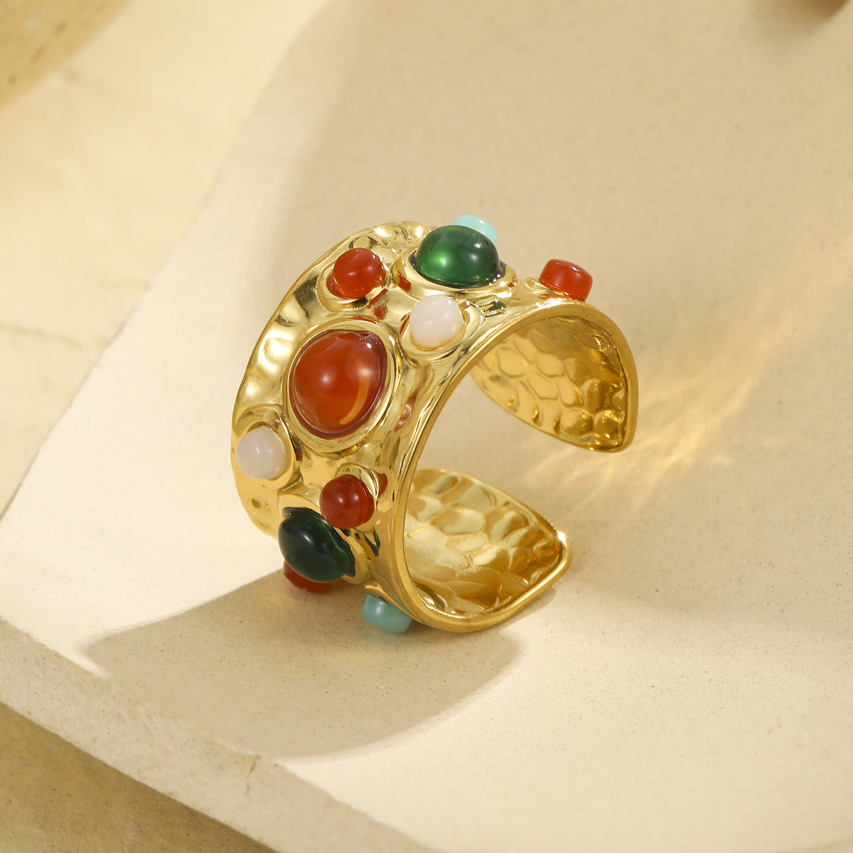 Wholesale French court style multi-gemstone open retro ring